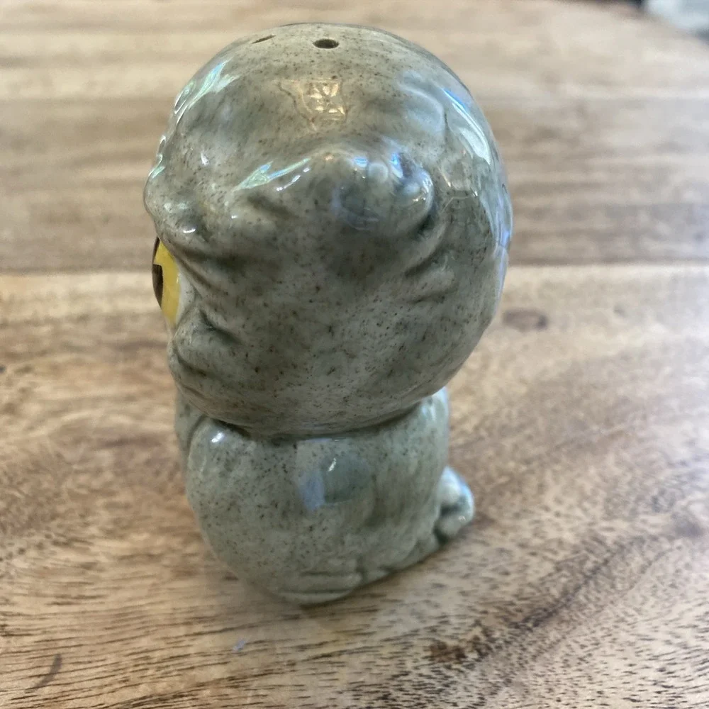 Vintage Salt And Pepper Shakers Set Corky, Charming Owl Stoneware